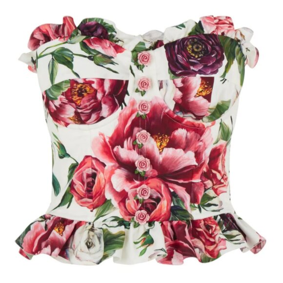 Dolce & Gabbana Peony Floral Bustier Top 40 4 - Picture 1 of 11